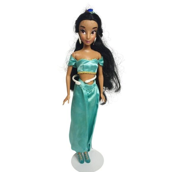 Disney Princess Jasmine Dolls Set Disney Store Aladdin Teal Outfit Gold earrings - Picture 2 of 6